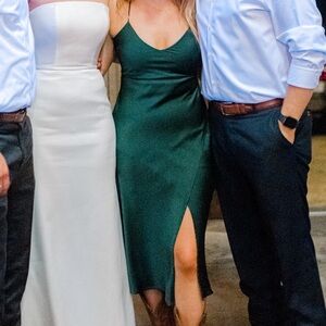 Dark green hello molly satin midi dress